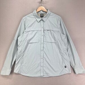 REI Co-op Fishing Shirt Womens L‎ Light Blue Vented Long Sleeve Nylon Flex Hike